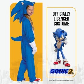 Deluxe Sonic The Hedgehog Kids Costume Jumpsuit Headpiece Gloves Medium