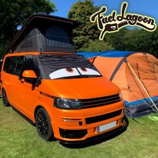 VW T5 Van Black Out Blinds Window Screen Cover Frost Protection Wrap Eyes Orange