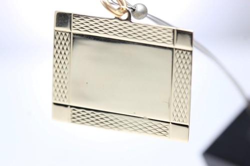 VINTAGE 14K GOLD GRAVIERBARE RECHTECKIGE SCHEIBE CHARM ANHÄNGER 14KARAT