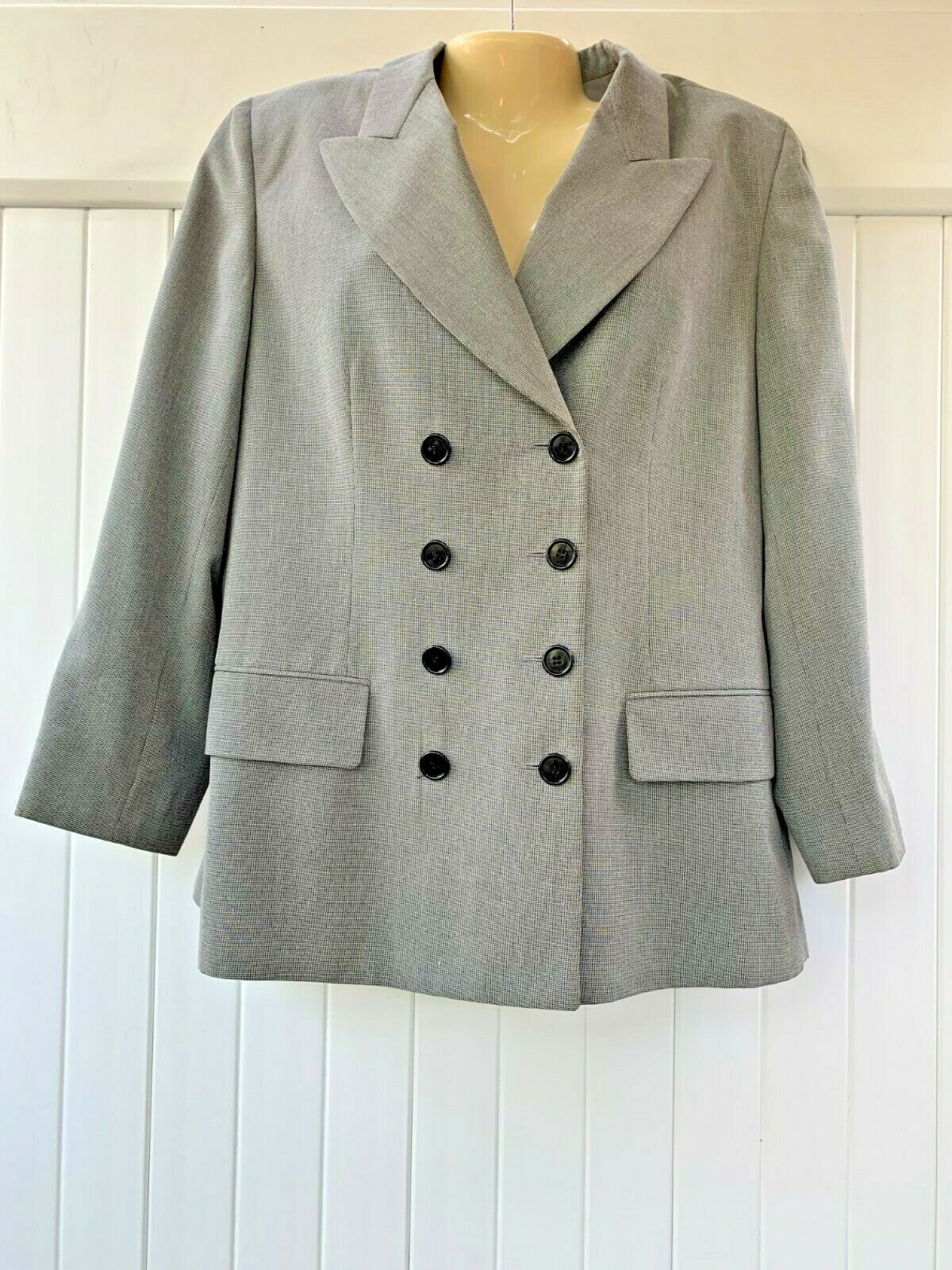DKNY 12 14 ITALY WOMEN'S GRAY DOUBLE-BREASTED CAREER SUIT JACKET