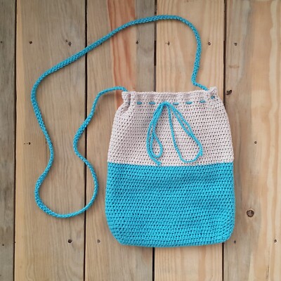 Crochet Crossbody Bubble Bag, Organizer Pouch Knit Drawstring Bag, Cute  Book Bag