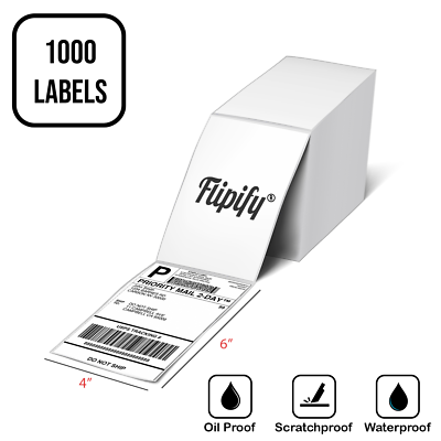 1000 4x6 Fanfold Thermal Labels Direct Shipping Label for Zebra