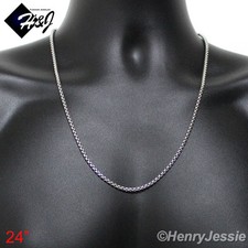 24"Men's Women's Stainless Steel 2mm Silver Smooth Box Link Chain Necklace