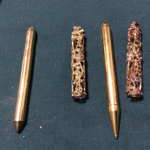 Pen and Pencil Set ● Travel ● Miniature ● Germany ● Gold Tone ● Atique - Picture 3 of 10