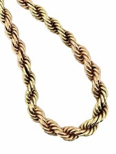 Vintage 14k Twisted Rope Graduated Necklace Rose And Yellow Gold Chain Necklace