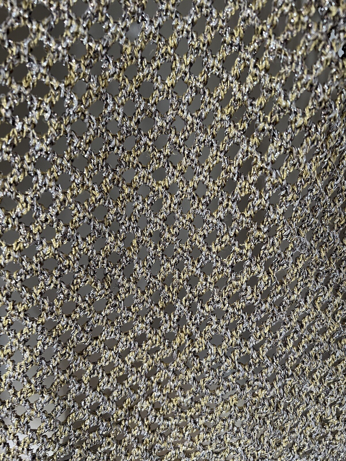 Gold Metallic Glitter Mesh Holey Knit Jumper Crochet Festive