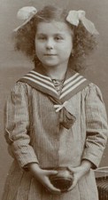 WILD HAIRED LITTLE GIRL IN SAILOR SUIT HOLDING A BALL. CDV.