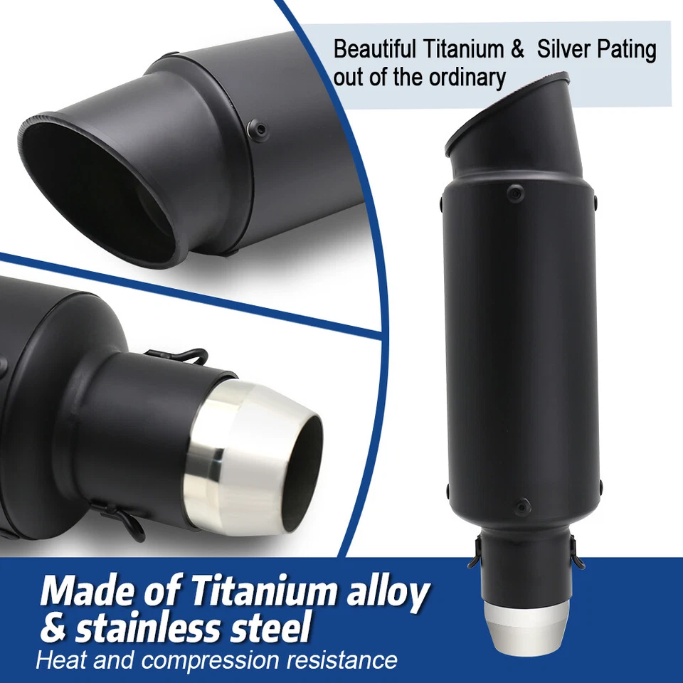 Racing Motorcycle 51mm Slip-On Exhaust Muffler Pipe For Honda Suzuki Yamaha BMW - Image 3 of 4