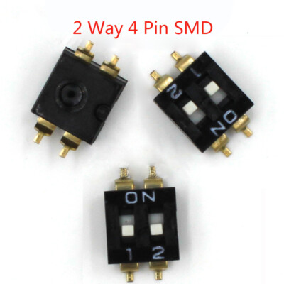 2.54mm Pitch 2 Positions 2 Way 4 Pin SMD PCB Toggle Snap Switches DIL DIP Switch