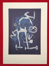 Miro Joan Miró, Uneducated Blue , Offset Lithograph, Vintage, Paris, 1972