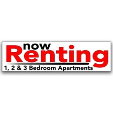 Now Renting 1, 2 3 Bedroom Vinyl Banner with Optional Sizes (Made in the USA)