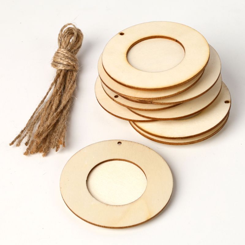 10pcs/set Wooden Round Photo Frame Hanging DIY Handmade With Ropes eBay