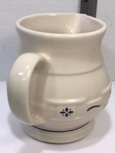 LONGABERGER POTTERY PITCHER 5.5" EUC White w/ Blue accents - Picture 2 of 6
