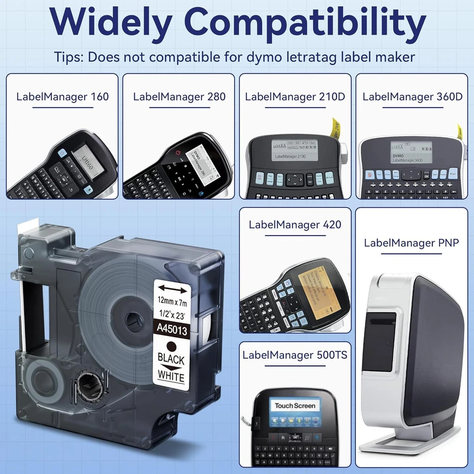 Schriftband für Dymo D1 45013 S0720530 12mm 9mm 6mm LabelManager 160 LabelPOINT - Bild 3 von 4