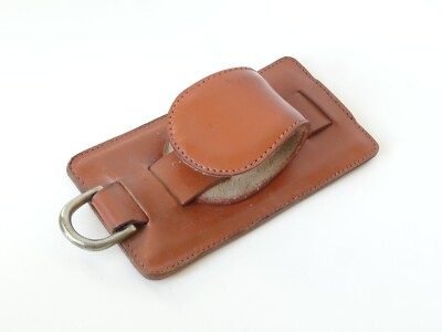 RARE JACQUES ADNET STYLE CONNECTING FRENCH SADDLE LEATHER WALL GUN HOOK