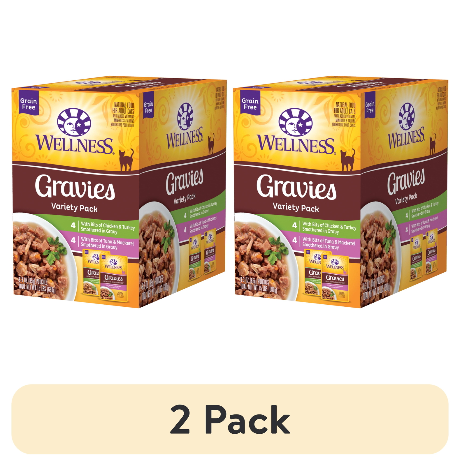 2 Pack Wellness Complete Health Gravies Wet Cat Food Healthy Indulgence Pouches