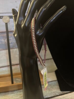 Costume Jewlery NWT burgundy String Bracelet With Cubic Zirconia .5