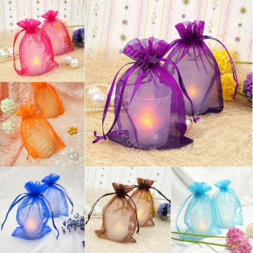 100pcs Organza Wedding Party Favor Decoration Gift Candy Sheer Bags Pouches