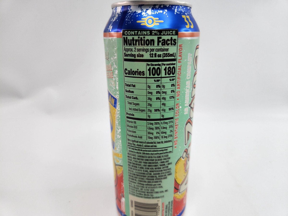 Arizona Fallout Green Tea Georgia Peach Energy Drink Can Vault-Tec