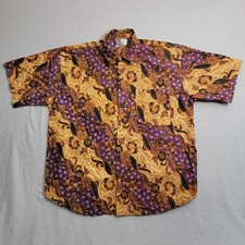 Vintage Magic Craft Floral Button Down Shirt Sz XL Pearl Embellished Beaded...