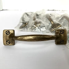 VTG Drawer Pulls Handles Antique Brass Plated 4 in OC Faux Screw Heads - 18 NEW