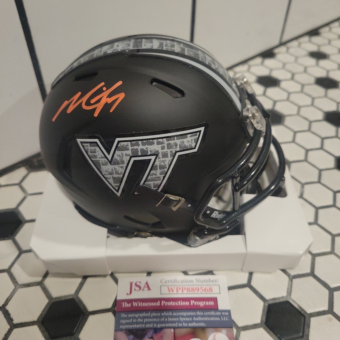 Michael Vick Autographed Signed Virginia Tech Hokies VIRGINA TECH SPEED MINI HELMET JSA WITNESS COA 