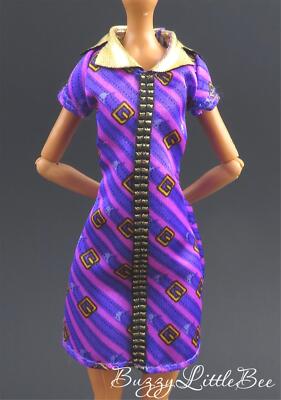 Monster High Doll Clawdeen Wolf Coffin Bean Purple Gold Buckle Dress 