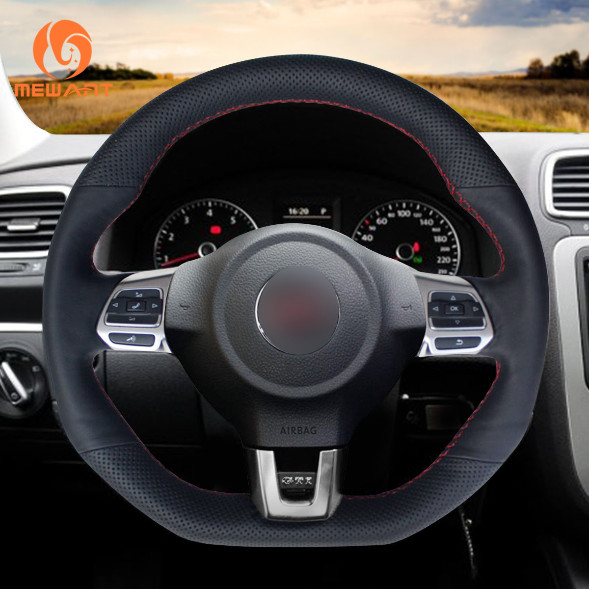 DIY PU Leather Steering Wheel Cover for VW Golf GTI 6 GTD 6 Golf R 6