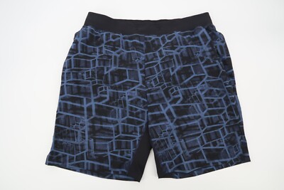 Lululemon Mens T.H.E. Short 9'' Unlined Blocks Code Blue Gym Shorts Geometric
