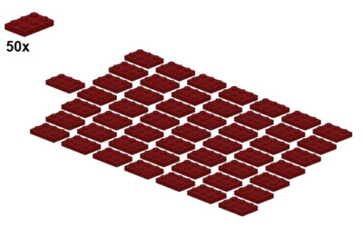 LEGO  - Plates - Darkred - 3021-15 - 2x3 (50Stk) - Platte - Dunkelrot