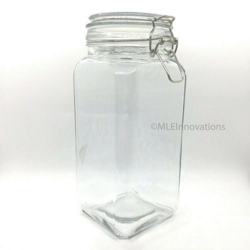 Hinged Lid Clamp Airtight Sealed Jar Food Storage Canister Glass 54 OZ Mason Jar - Picture 3 of 7