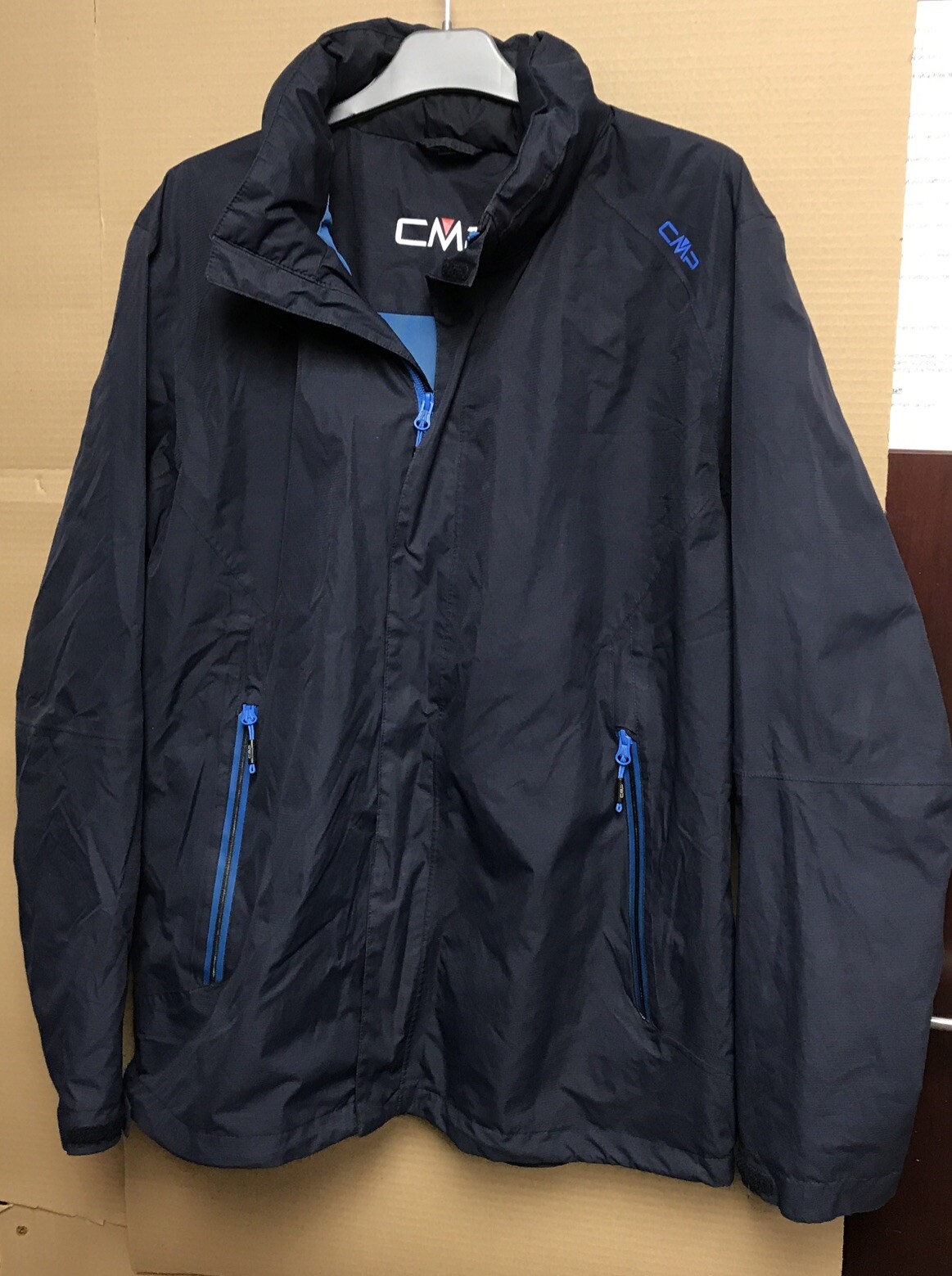 Chaqueta CMP Impermeable Cremallera Transpirable A Prueba de Viento Azul Marino Capucha Plegable Talla XL