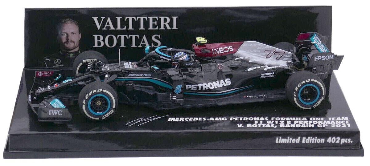 Minichamps Mercedes F1 W12 #77 Bahrain GP 2021 - Valtteri Bottas 1/43 Scale