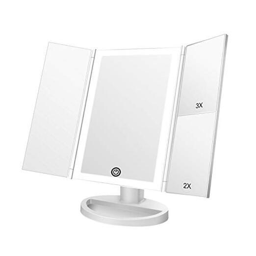 36-LED Dimmable Makeup Vanity Mirror with Dual Power Options in White