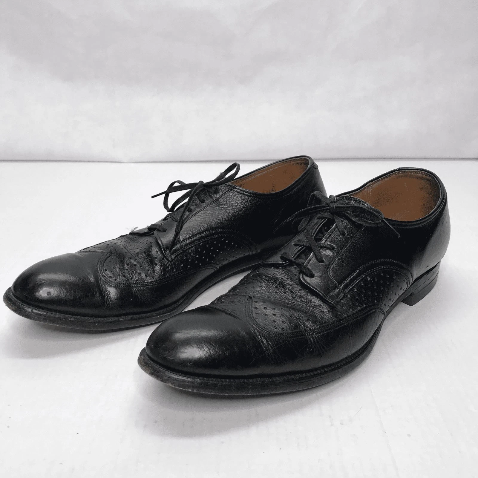 Scarpe eleganti Foot So Port Supreme a coda di rondine da uomo 13AAA in pelle nera stringate vintage
