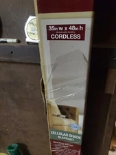 35" X 48"L Home Decorators Shadow White Blackout Cordless Cellular Shade