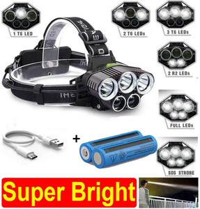 Details about &nbsp;5xLED Rechargeable Headlight 350000LM Headlamp Flashlight Adjustable Beam Angle
