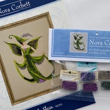 Lady Skein Orchid Party Beaded Cross Stitch Chart and Embellishment Pack