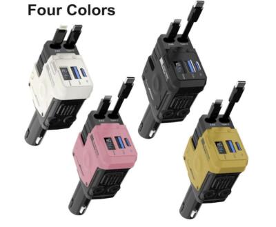 4-IN-1 Retractable Car Charger Cable USB Type C For Phone Fast Charging Adapter