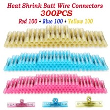 300pc Heat Shrink Butt Splice Wire Connector Insulated Waterproof Crimp Terminal