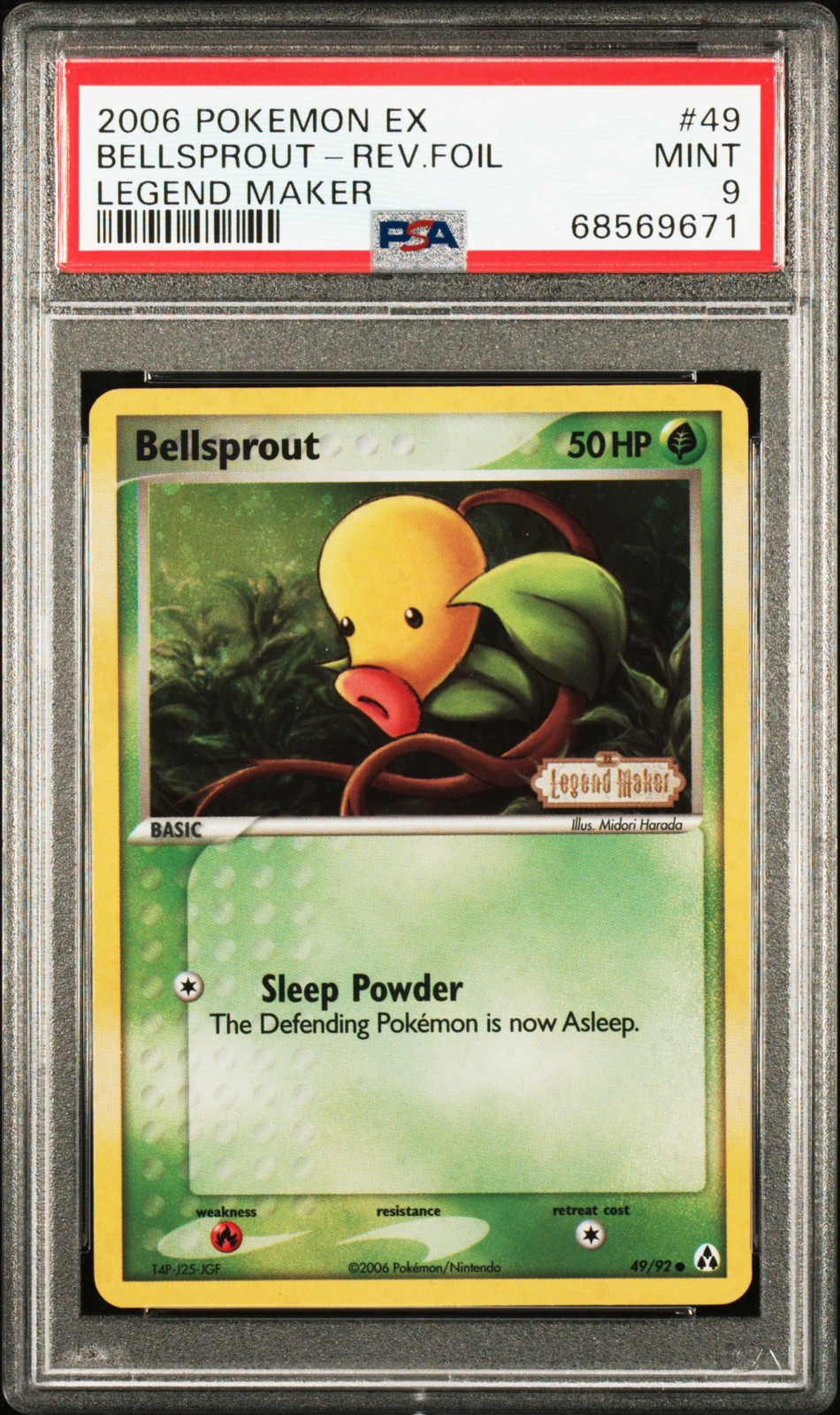 2006 POKEMON EX LEGEND MAKER #49 BELLSPROUT-REVERSE FOIL PSA 9