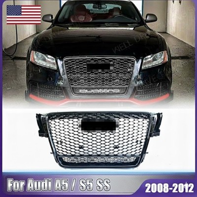 Fit For Audi A5 S5 B8 8T 2008-2012 RS5 Style Honeycomb Front Grille Gloss Black