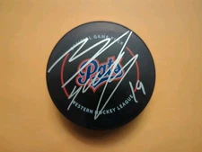 Maddox Schultz Signed Regina Pats Official Game Puck 2028 NHL Draft 1st Overall?