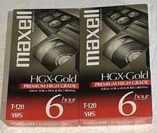 Lot (2) Maxell HGX-Gold T-120 VHS/VCR Tape Premium High Grade Unopened