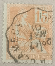 O1-Timbre France YT  117 oblitéré année 1900 "mouchon type II"