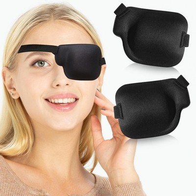 2Pcs 3D Eye Patches for Adults, Adjustable Eyepatch for Lazy Eye, Large Black, L