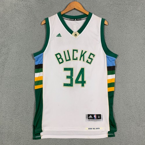 Adidas Giannis Jersey Milwaukee Bucks Men's Medium M White NBA #34 Antetokounmpo