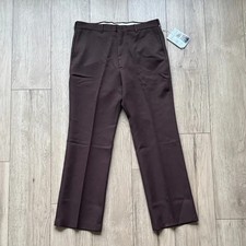 NWT Vintage 70s Statler Brown Polyester Flare Slacks Pants W36 Made in USA