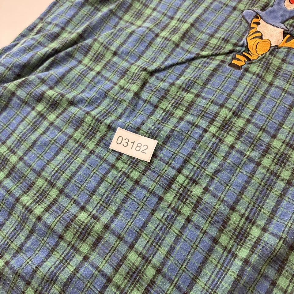 Vintage Disney Sleepwear Shirt Mens Large XL Blue Green Plaid Tigger Pooh 90s - Image 3 of 4