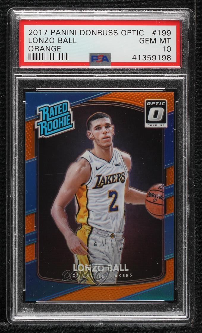 2017 Donruss Optic Rated Rookie Orange Prizm /199 Lonzo Ball PSA 10 GEM MT 0l24